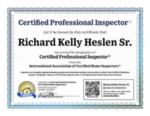 Hitch Heslen's InterNACHI certification