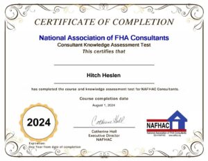 Hitch Heslen's NAFHAC certification